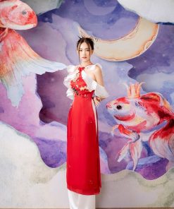 Áo dài đỏ cá chép LINH PHUNG